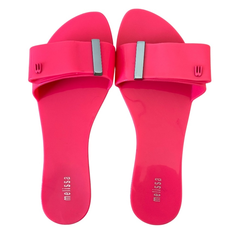 NWOT Melissa bow flat slide jelly sandal flip flop. Never Worn. Size 6.